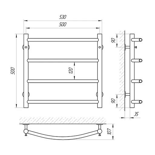Полотенцесушитель Laris Класcик П4 500x500 71207579, Хром - фото 2