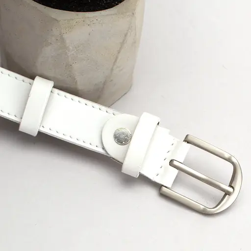 Ремень женский кожаный под брюки белый PS-2517 (130 см) - фото 4