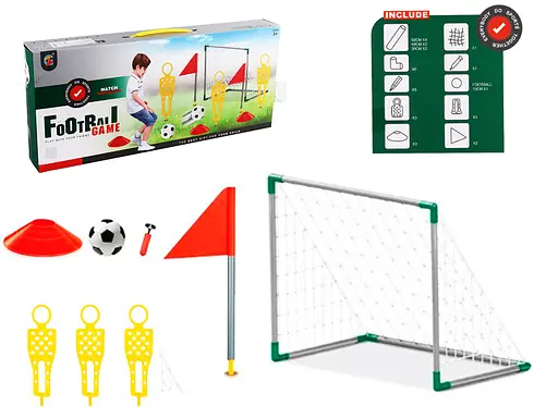 Футбольні ворота з сіткою 56.5x46.5x37.5 см, м’яч, насос, прапорці