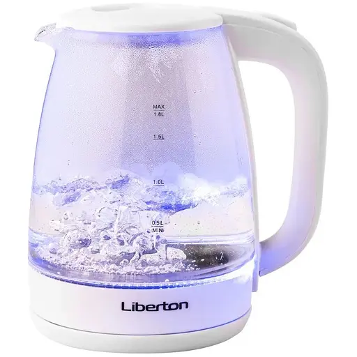 Электрочайник Liberton LEK-6807 1500W 1.8 л белое стекло. - фото 1