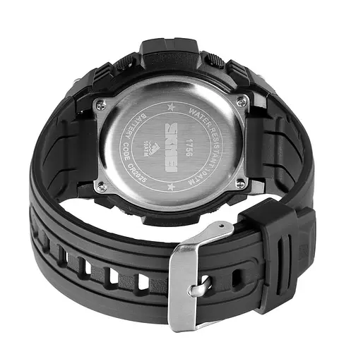 Мужские спортивные наручные часы Skmei 1756 водонепроницаемые 10 АТМ (Черные) - фото 4