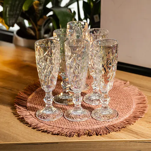 Набір келихів для шампанського 6 штук 160 мл подарункові келихи для шампанського на ніжці фужери для ігристих вин Yiwu HP-19-172 - фото 2