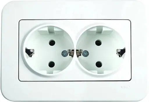 Розетка подвійна із заземленням VIKO Rollina Білий (90420056)
