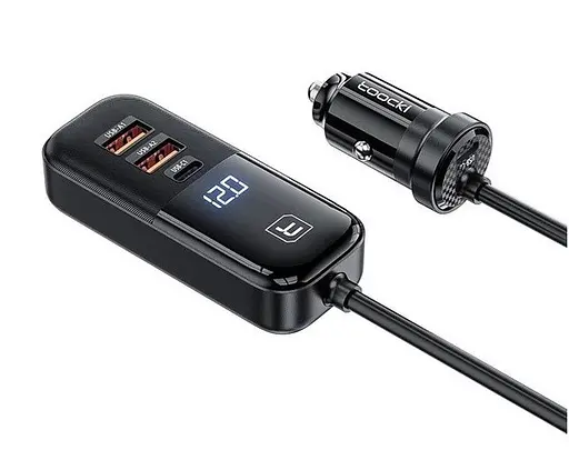 Автозарядный адаптер 4 выхода Toocki 120W TQ-CC28 2C+2A TCC2C2A-XJ01 черный - фото 1