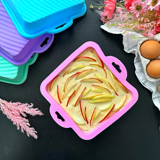 Форма квадратна силіконова для випікання кексів, тортів, пирогів та тістечок 18х18 см, A-plus Фіолетовий 85743 - фото 5