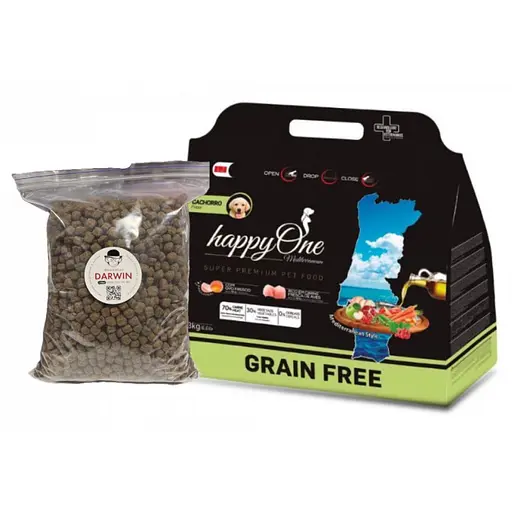 Сухой корм для щенков и кормящих собак happyOne Mediterraneum Puppy Fresh Meat со свежим мясом беззерновой 1 кг на вес - фото 1