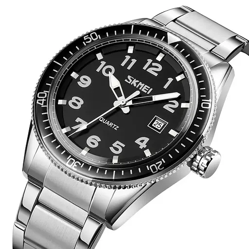 Чоловічий класичний годинник Skmei 9232 Сріблясті на сріблястому браслеті - фото 2