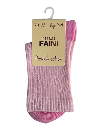 Носки детские высокие в рубчик из индийского хлопка розовые 413020 - фото 2