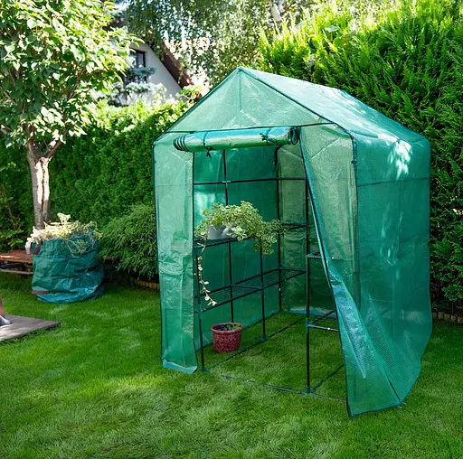 Парник складаний Neo Tools 195х143х143, 4 полиці, ПЕ плівка 135г, зелений - фото 5