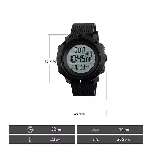 Мужские спортивные наручные часы Skmei 1212 (Черные) - фото 5