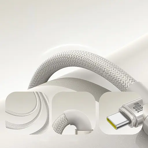 Дата кабель Baseus Titanium Alloy Fast Charging USB to Type-C 100W (1m) (P10378102) Galaxy Titanium Gold - фото 3