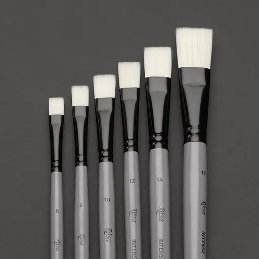 Пензель синтетика плоска INTENSE 1668F №00 довга ручка Rosa - фото 3