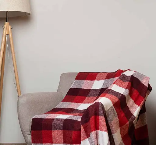 Плед вовняний Vladi Палермо 100x140 біло-червоно-бордовий 8 - фото 1