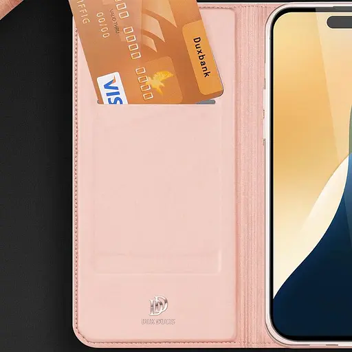 Чехол-книжка Dux Ducis с карманом для визиток для Apple iPhone 16, 6.1 Rose Gold - фото 4