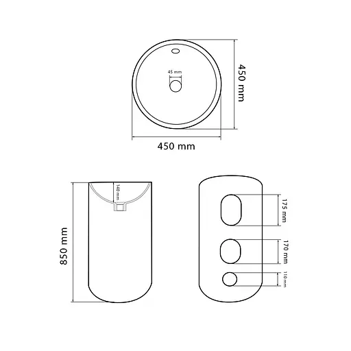Умивальник VBI Matera black matt напольний VBI-019007, Чорний матовий - фото 2