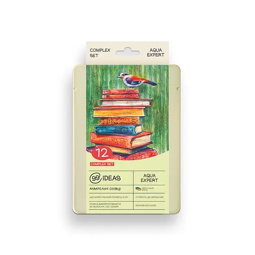 Набор карандашей акварельных 99IDEAS "Aqua Expert" 12 цветов, Complex Set, металлическая коробка, 99AE-12CMPL