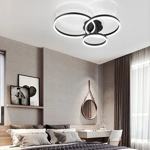 LED люстра в чорному кольорі на 3 кільця | Line F | Арт. A8008/3 BK - фото 1