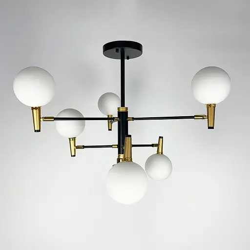 Люстра на 6 ріжків з поворотними плафонами у двох кольорах Line.F Колір плафона Прозорий + матовий - фото 4