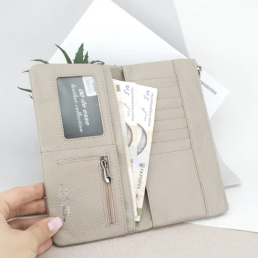 Гаманець шкіряний жіночий De Esse LC89008-F9925 на магнітах світло-бежевий - фото 7