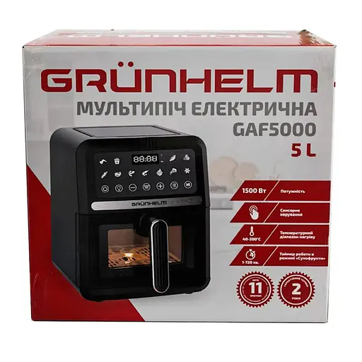 Мультипіч Grunhelm GAF5000 приготування без олії  5 л 1500 Вт Чорний - фото 7