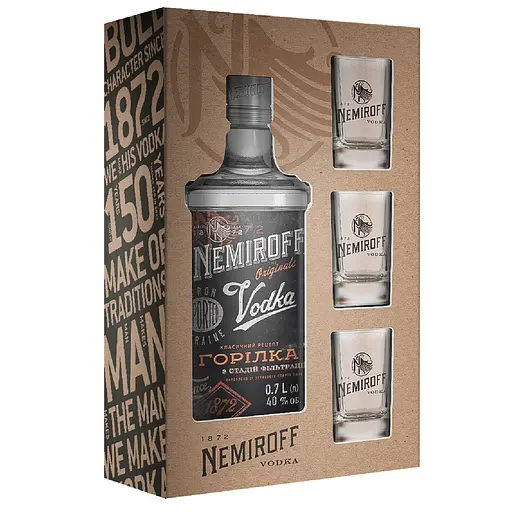 Уценка. Сувенирный набор Nemiroff Originals 40% 0.7 л + 3 рюмки - фото 3