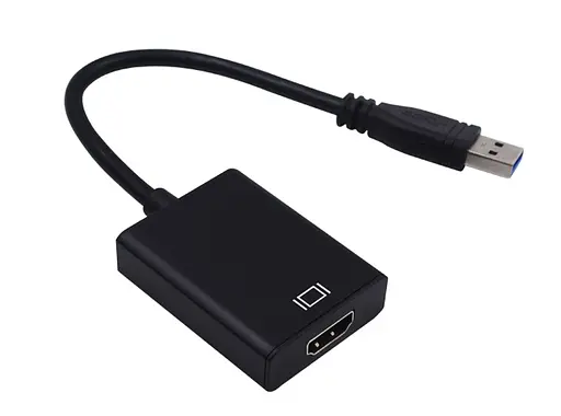 Перехідник USB 3.0 Type-A HDMI AF кабель 20 см чорний - фото 3