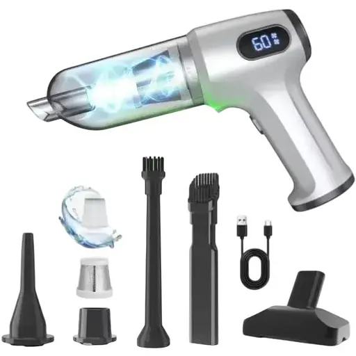 Пилосос ручний AND XL-1463 бездротовий автомобільний зі змінними насадками Срібний - фото 1