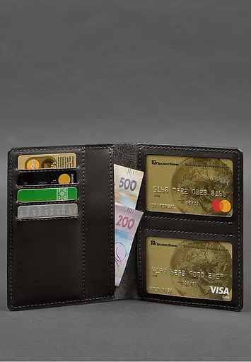 Кожаная обложка-органайзер для документов 6.1 темно-коричневый краст - фото 4