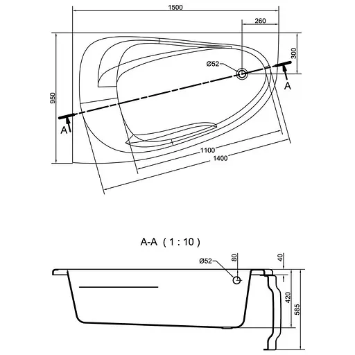 Ванна акрилова Cersant Joanna New 150x95 L - фото 3