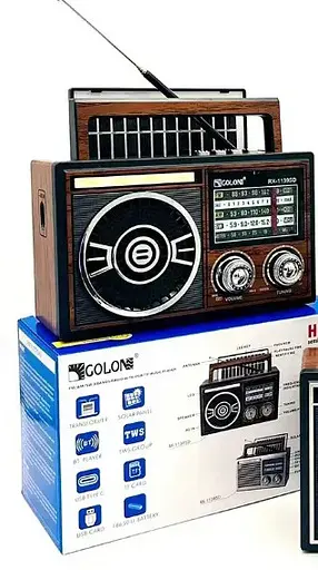 Радіоприймач Golon RX-1139SD Solar Bluetooth радіо з сонячною панеллю Коричневий - фото 3