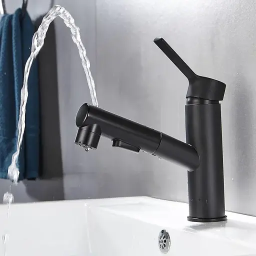 Змішувач для умивальника Zegor 3в1 KLF10-A012YB з витяжною лійкою Чорний 30412 - фото 4