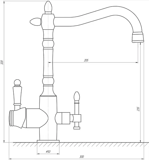 Змішувач для кухні під осмос Globus Lux GLLR-1000-9-Bronze Бронза - фото 5