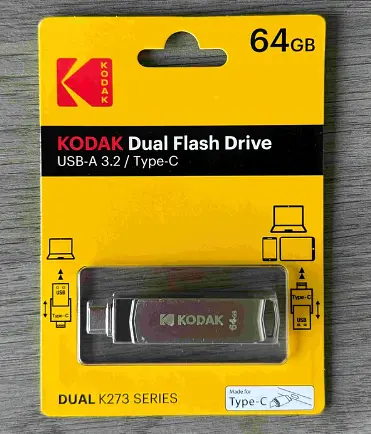 Флешка Kodak 64 ГБ с USB 3.2 и Type-C для быстрой передачи данных Серый - фото 2