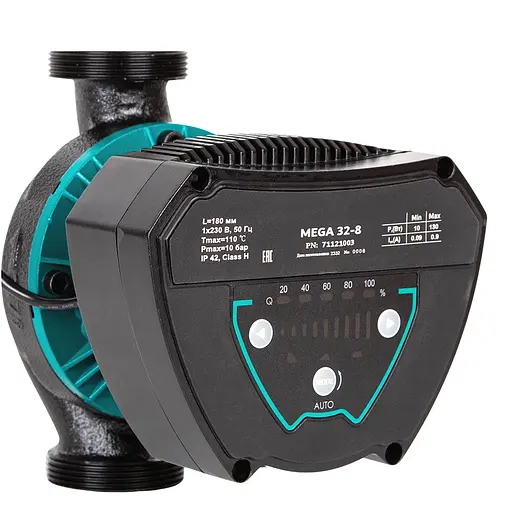 Циркуляционный насос Aquatica GPA25-6/180 IV энергосберегающий, 6-90Вт Hmax 6м Qmax 92л/мин Ø1½" 180мм + гайки (774071) - фото 1