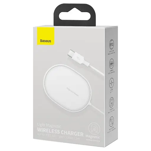 Заряджання бездротове BASEUS Light Magnetic Wireless Charger набір для IPhone 12 15 W (WXQJ-02) біле - фото 3