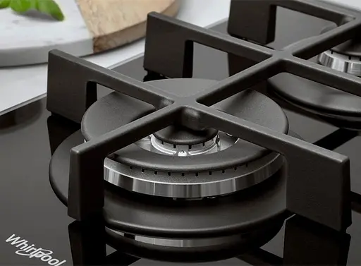 Варочная панель Whirlpool газовая на стекле, 60 см, чугун, конфорка с двойным рядом пламени, черный - фото 5