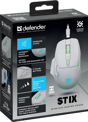 Миша Defender Stix GM-009 White (52009) - фото 7