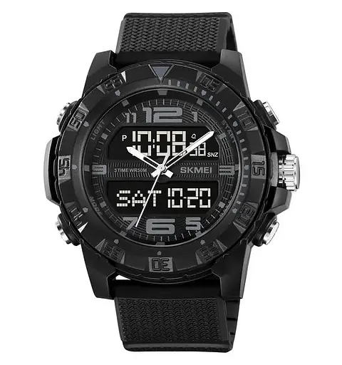Часы мужские наручные спортивные Skmei 2162 с двойным дисплеем и подсветкой (Черный)