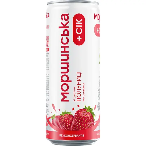 Напій негазований Моршинська зі смаком Полуниці з/б 0.33 л - фото 1