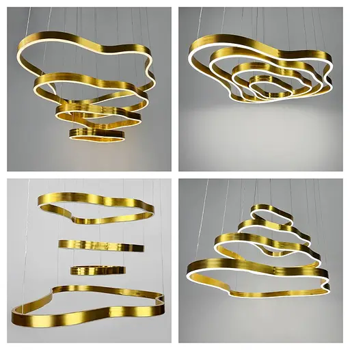 Вражаюча золота люстра на 4 яруси 100+83+63+43 см | Арт. PCL003-100*80*60*40 PGD | Line F - фото 8