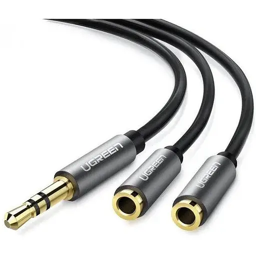 Аудио кабель Ugreen AV123 3.5 мм Aux Stereo Audio Splitter Cable with Braid 20 см черный 10532 - фото 1