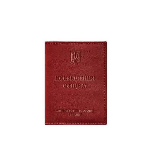 Кожаная обложка для удостоверения офицера 9.0 красная - фото 6
