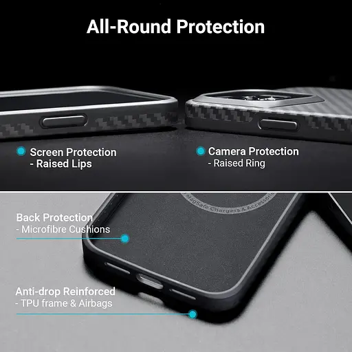 Оригинальный противоударный чехол для iPhone 14 Pro Pitaka Military Grade MagSafe MagEz 600D Black/Grey - фото 6