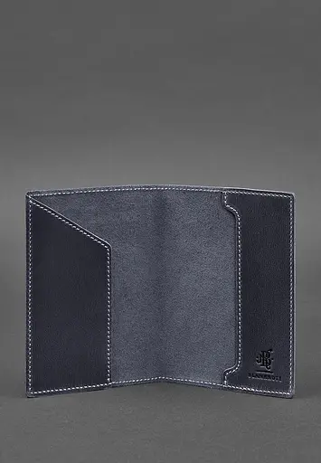 Кожаная обложка для военного билета 7.0 темно-синяя Crazy Horse - фото 5