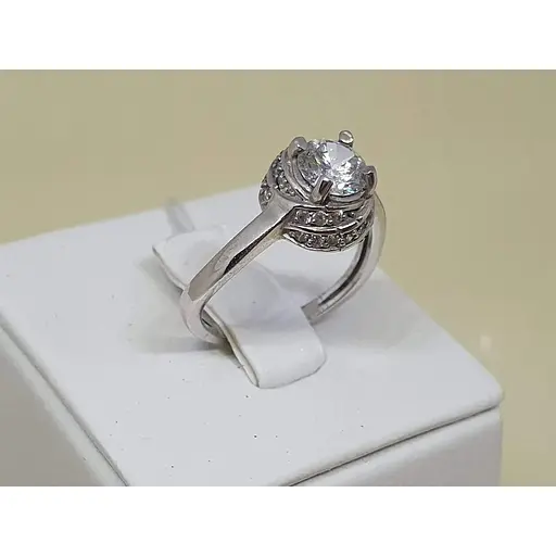 Срібне кільце Агні з фіанітами. Артикул 1412/9Р-CZ ЛАКИ 18,5 - фото 2