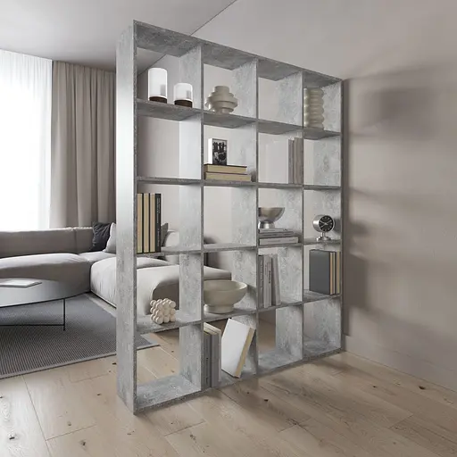 Книжная полка стеллаж Vays M-3 Бетон на 20 ячеек ЛДСП 143x29x178 см для дома офиса детской или гостиной