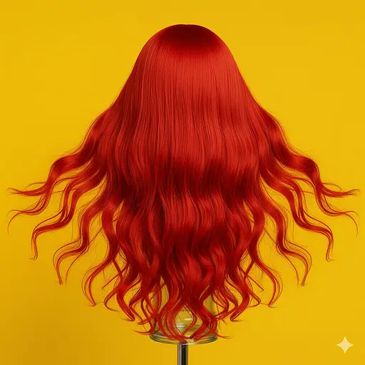 Парик кудрявый длинный ровный срез из термоволокна 80 см красный - фото 2