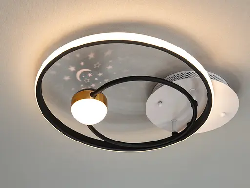 Стильная светодиодная потолочная люстра кольца, 35 Вт, черная+белая - фото 2