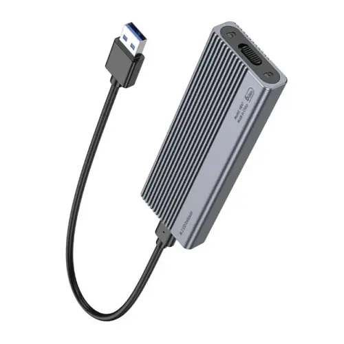 Кишеня зовнішня HOCO HB47, Grey, M.2, Type-C 3.1 Gen1, 1xM.2 SATA, формат 2230/2242/2260/2280, алюмінієвий корпус