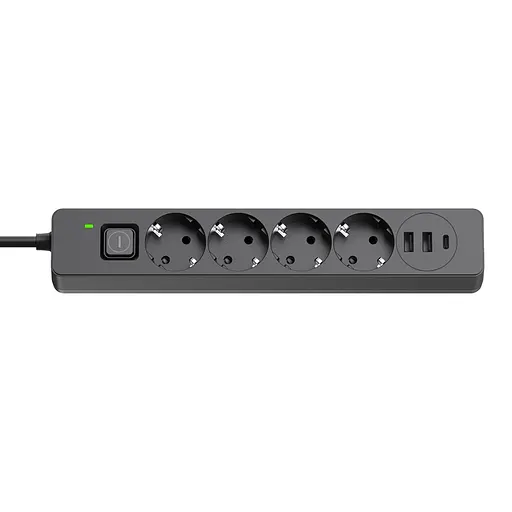Мережевий фільтр-подовжувач СolorWay 4 розетки/3USB (2USB-A + 1 TYPE-C) (24W) Black 2 м (CW- CHE432PDB) - фото 5